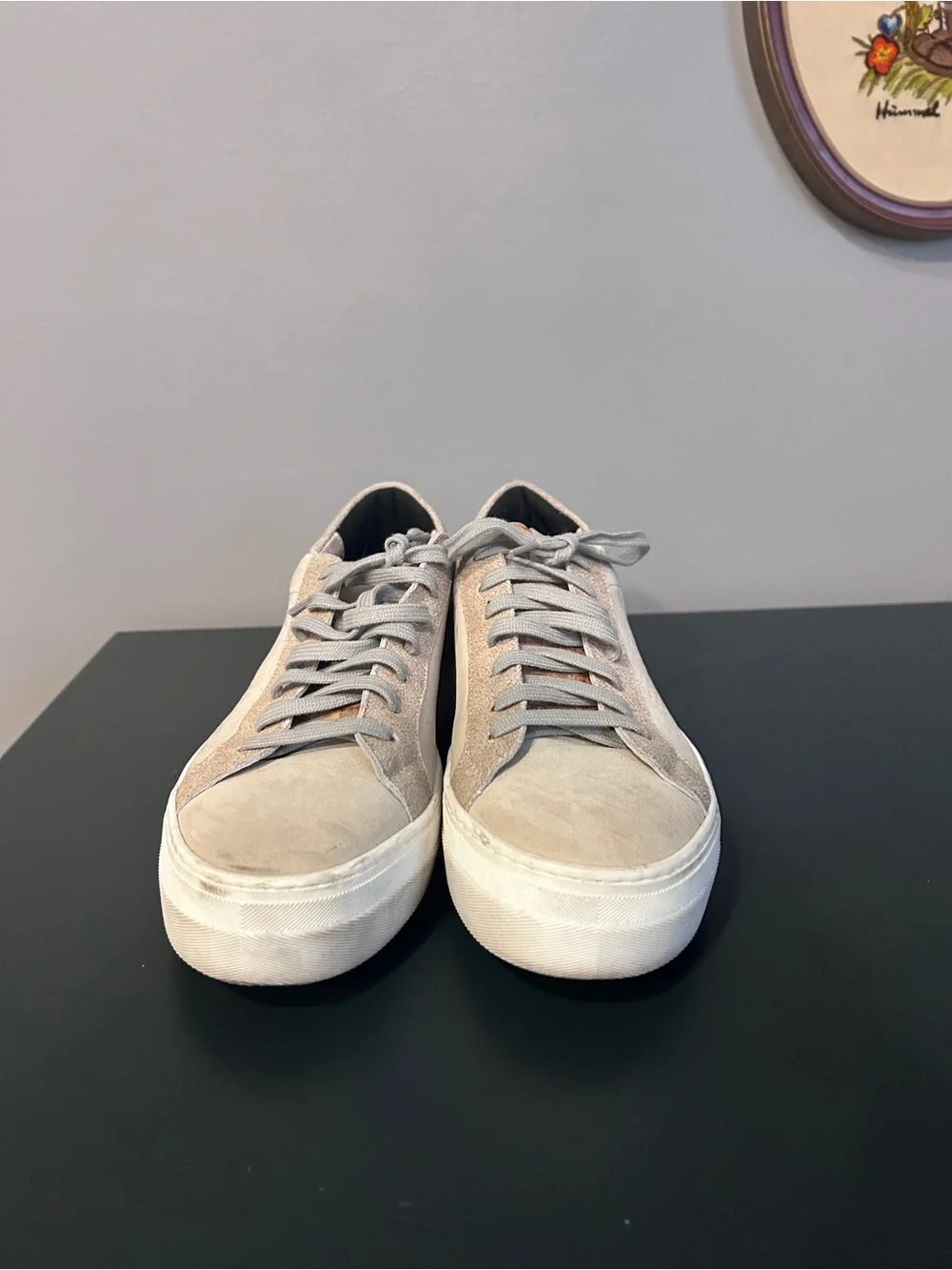 P448 Suede Low-Top Sneakers in Beige Gray